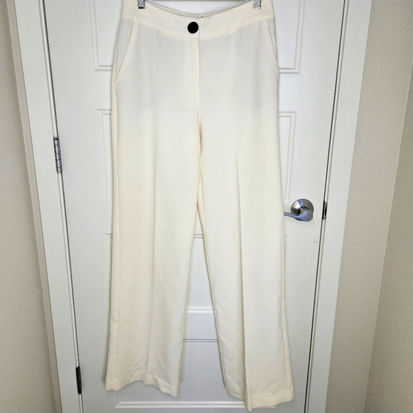 NWT!!! MNG Elegant Cream Wide-Leg Pants. Size 6 - Picture 1 of 8